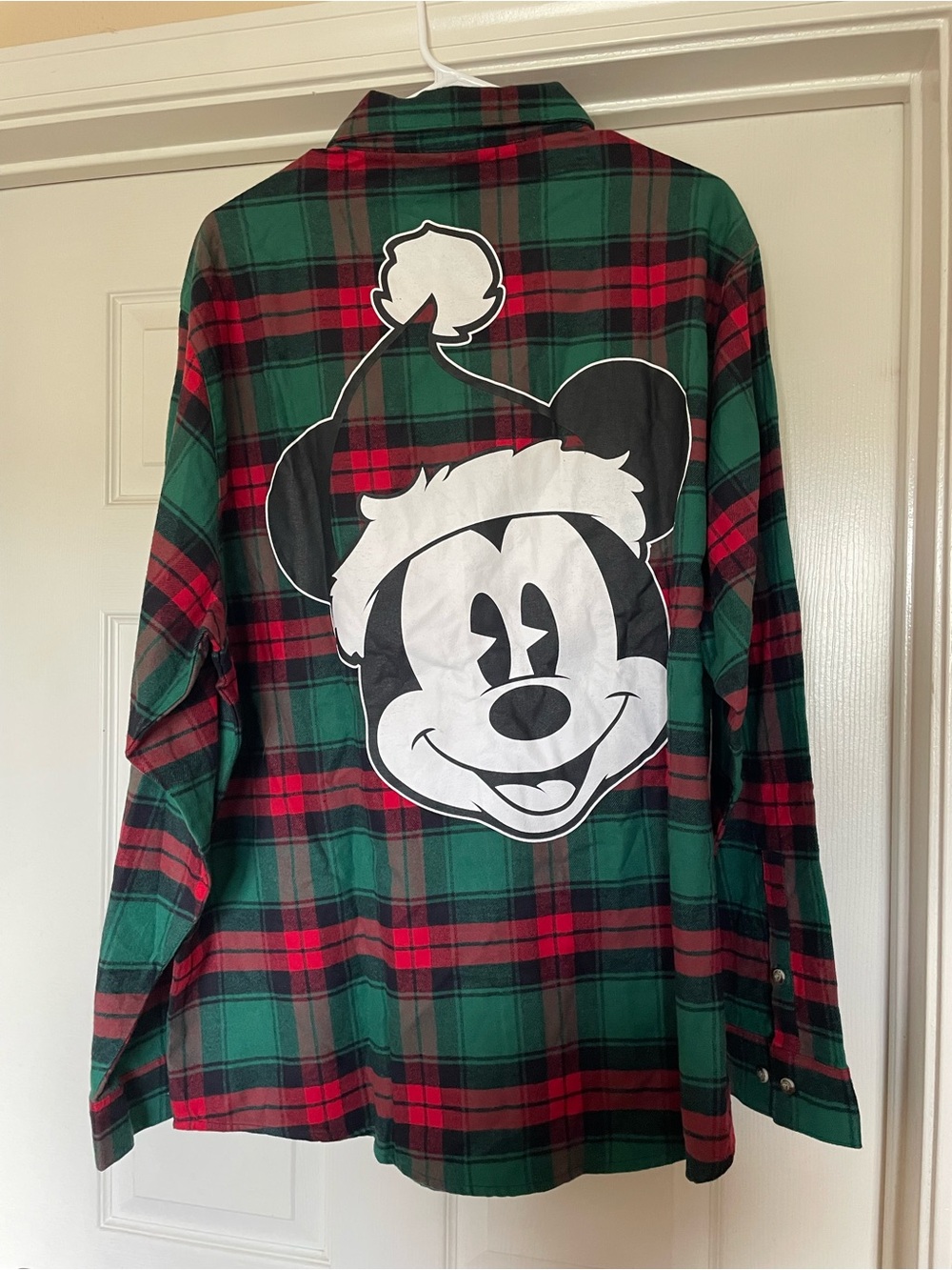NWT Cakeworthy Disney Santa Mickey Mouse Flannel Shirt Christmas Plaid 2XL